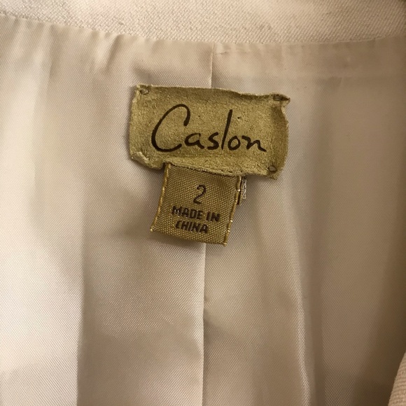 Caslon Off White Cream Ecru Long Lined 3 Button Front Blazer With Patch Pockets - Picture 16 of 16
